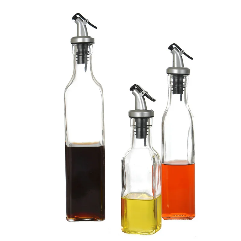 High-End clear empty olive oil glass bottle with nozzle