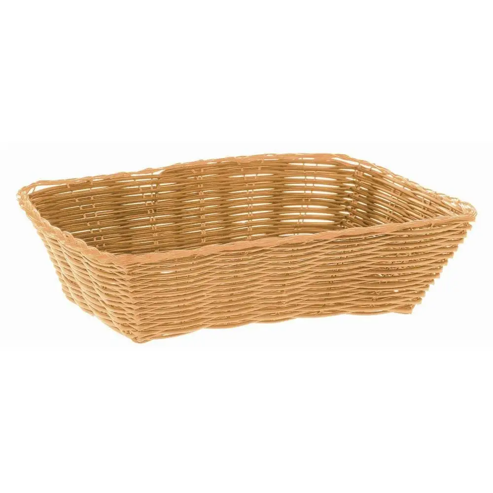HUBERT Bread Basket Rectangular Natural Woven Plastic - 9 3/4 L x 6 3/4 W x 2 3/4 H