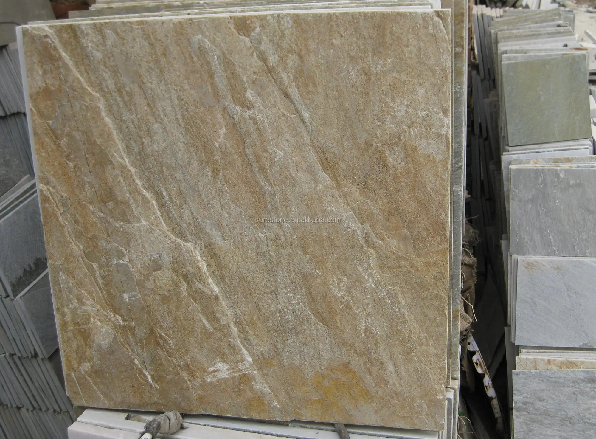 Baldosas De Pizarra De Piedra Natural Oxidada,Suelo De Pizarra Para