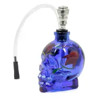 

Blue Glass Painting Skulls Water Tobacco Pipe Crystal Glass Carved Skulls Smoking Pipe