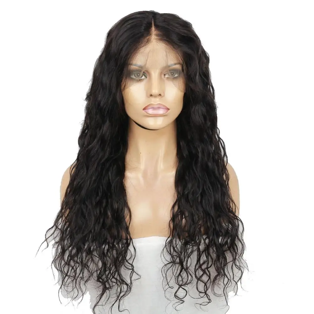 

22INCH Virgin Malaysian Water Wave 150% Density Lace Front Wig With Plucked Middle Part