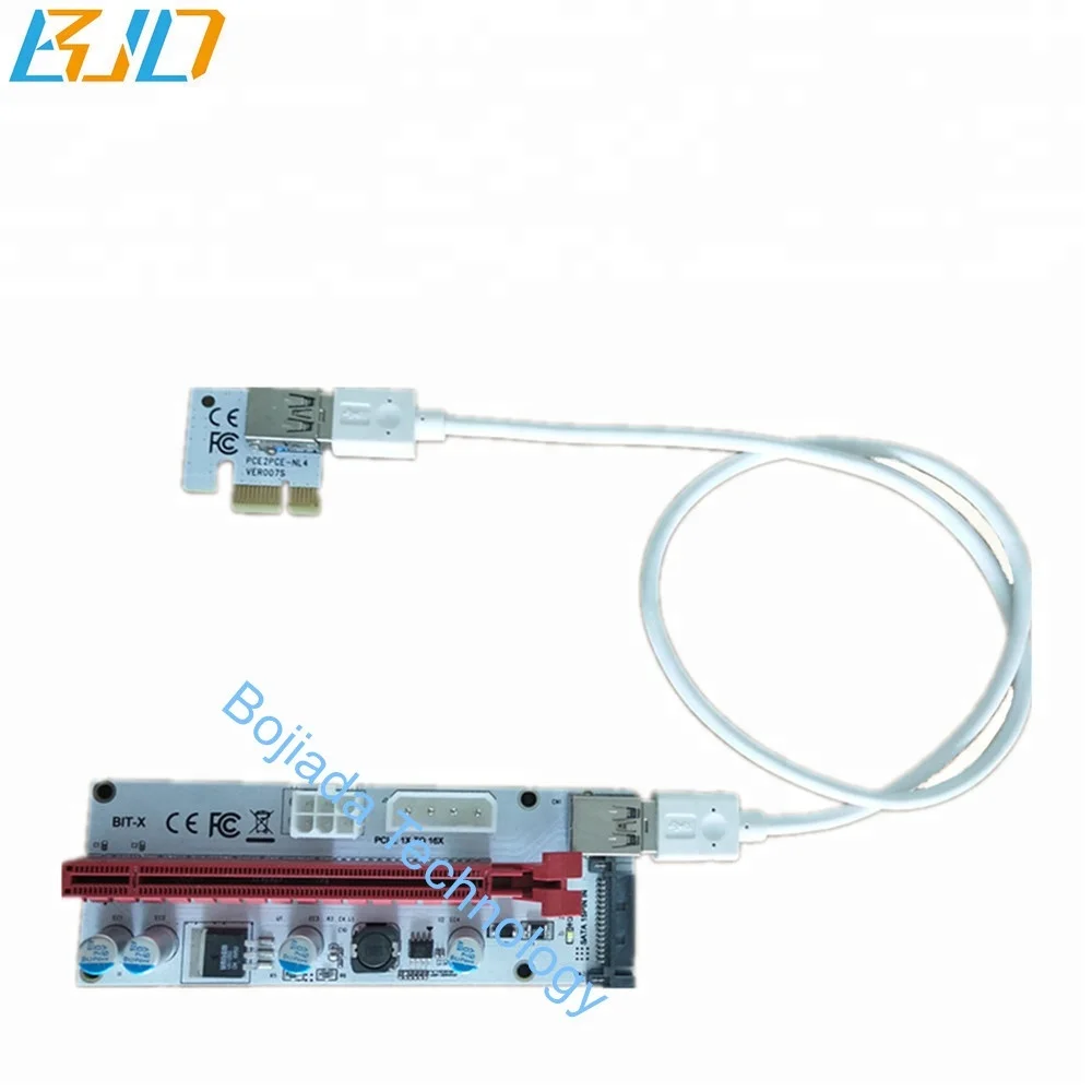 BIT-X PCIe Riser with 4Pin SATA 6PIN power interface , PCI-E 1x to 16x Riser Card for ETH BTC Mining in stock