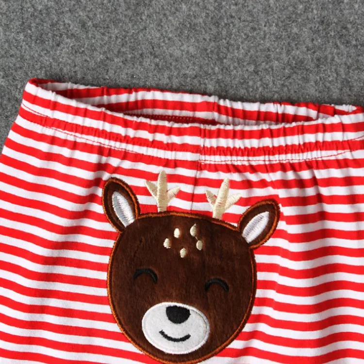 
Wholesale High Quality Christmas Clothing Baby Romper Moose Design Long Sleeve Romper+Striped Pants 
