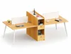 High Quality Office Furniture 4 Person 4 Seater Wood Computer Modular Workstation Tables and Partition with Metal Legs