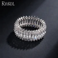 

RAKOL Women Christmas Gift Elegant Silver Crystal Cubic Zirconia Zircon Ring R243