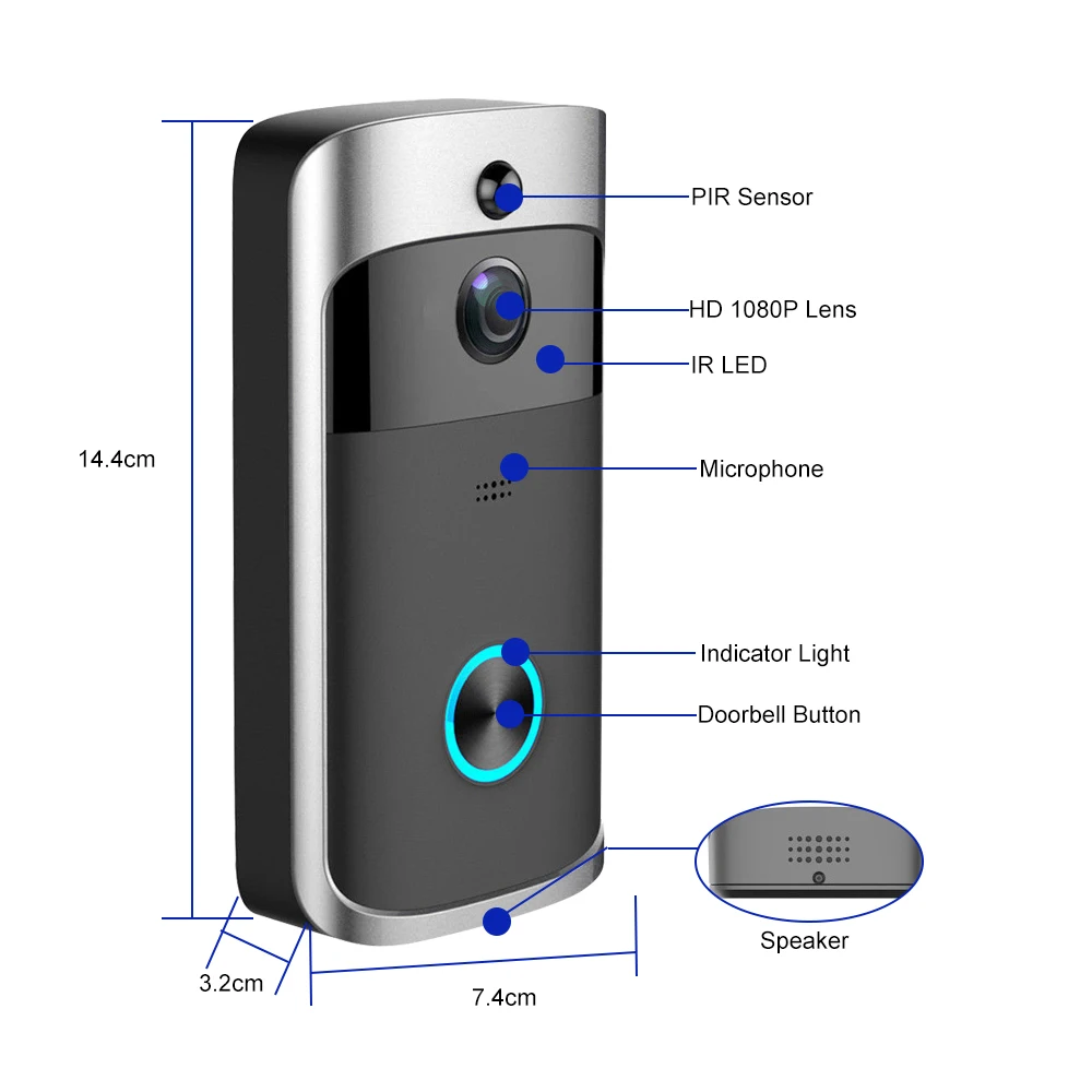 10" Wifi Wireless Video Door Phone Doorbell Home intercom HD 1080P Wired Camera 