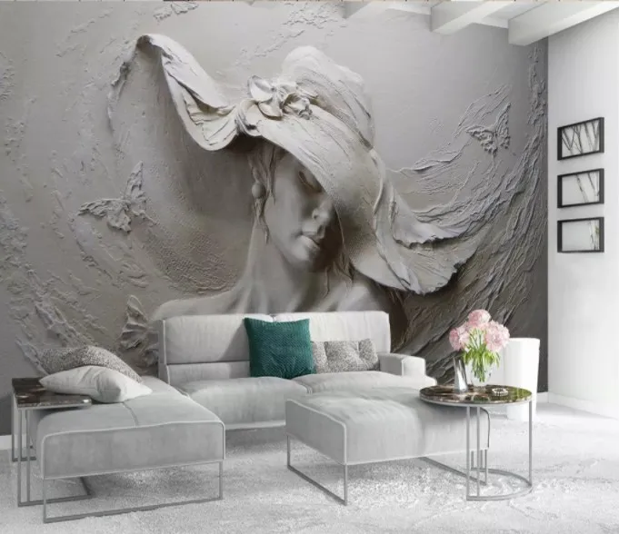 Custom Wallpaper 3d Stereoscopic Embossed Grey Beauty Modern Abstract Art Wall Mural Living Room Bedroom Wallpaper Buy 3d Embossed Wallpaper Wall