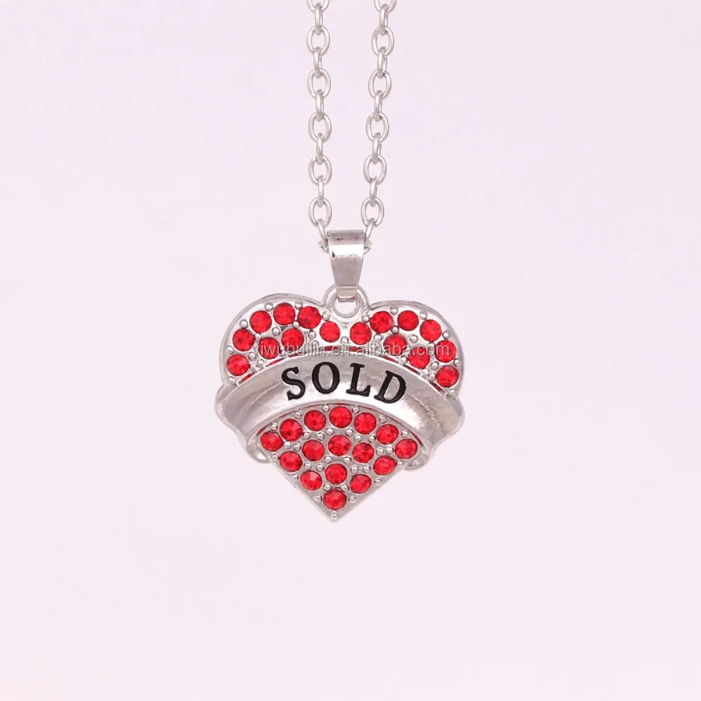 

IMG 8151 Fashion classic Jewelry customized letter SOLD crystal heart shape necklace