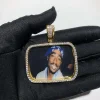 Hiphop 18k gold plated iced out Rectangle Picture Pendant 925silver picture pendant