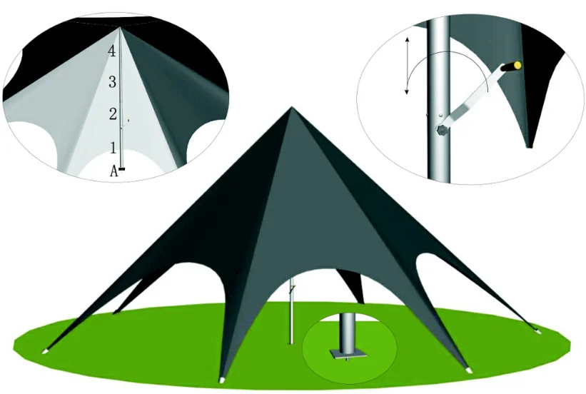 Custom Printed Red Bull Star Tent/ Widely Used Star Shade Tents For