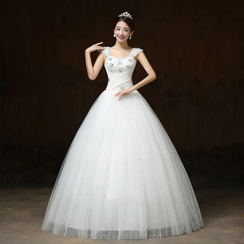 

South Korea Style Women Wedding Dress Plus Size Bride Dress With Rhinestone