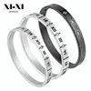 Custom Made Stainless Steel Roman numerals Bracelet Bangle with Zircon