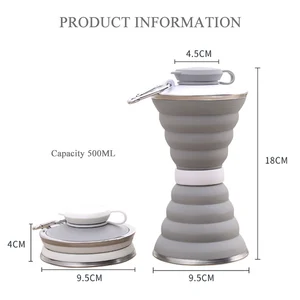 Image of Collapsible Folding Silicon Sports Dumbbell Shape Water Bottle Bpa Free