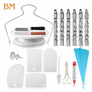 Image of Cake Decorating Tools Supplies 73PCS with Icing Tips,Rotating Turntable and Accessories, Create AMAZING Cakes With Complete Cake