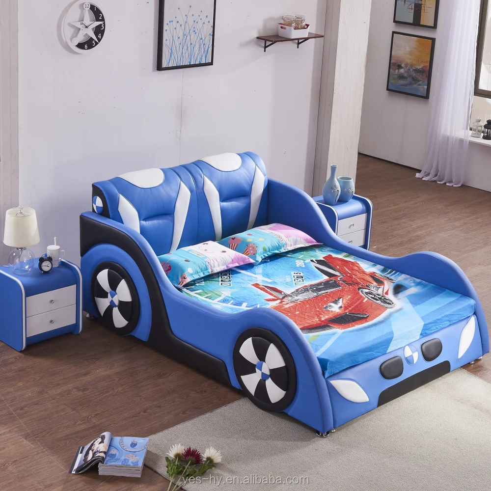 Car Bed Cartoon Kids Furniture Children Bedroom Blue Bed Y04 - Buy Car 