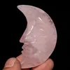 Natural Crystal Rose Quartz Crescent Moon Fluorite Carved Gemstone Moons For Souvenir Gifts