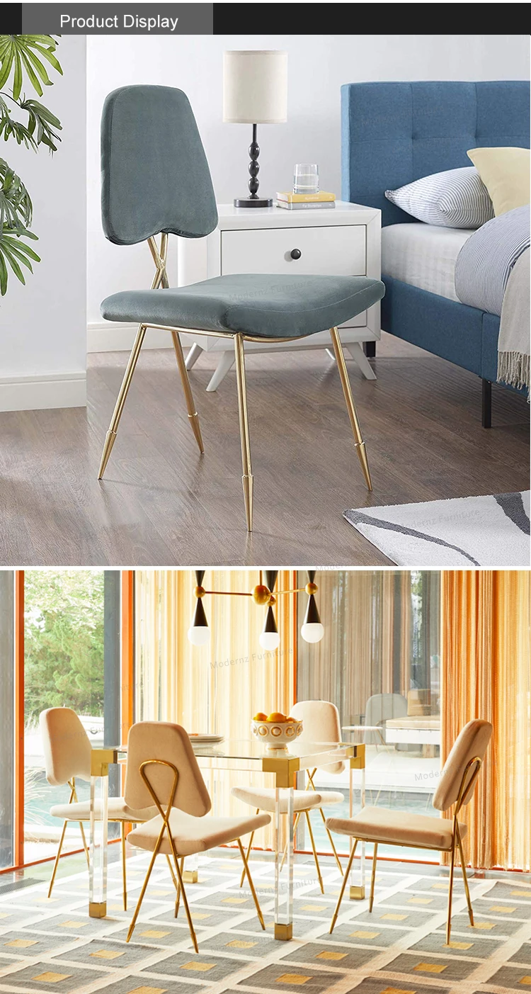 Modern Blue Velvet Metal Frame Stackable Maxime Dining Chair Buy