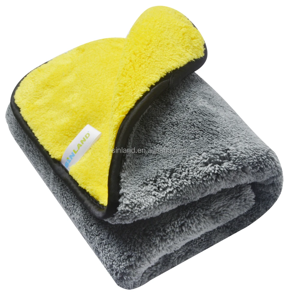 

Sunland 1000gsm Soft Extra thick Microfiber Towel Car Wash Cleaning Cloth Absorbent Polishing towel, Yellow/grey