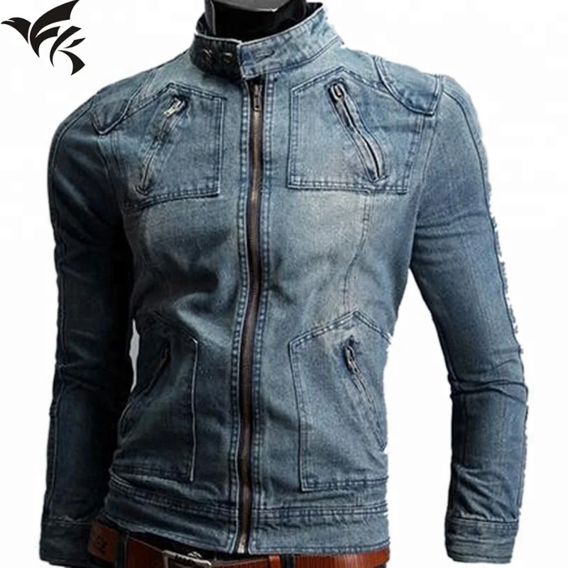 Men Fashion Jeans Jackets Men Clothes Zipper Designer Damaged