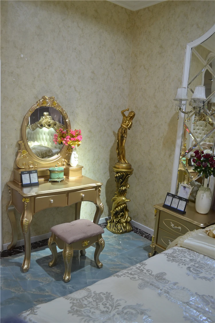 luxury royal fancy solid wood home bed room furniture bedroom set