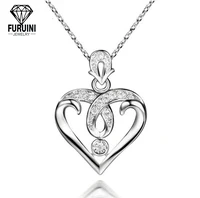 

High Quality 925 Sterling Silver Zircon Engagement Wedding Heart Shape Pendent Necklace