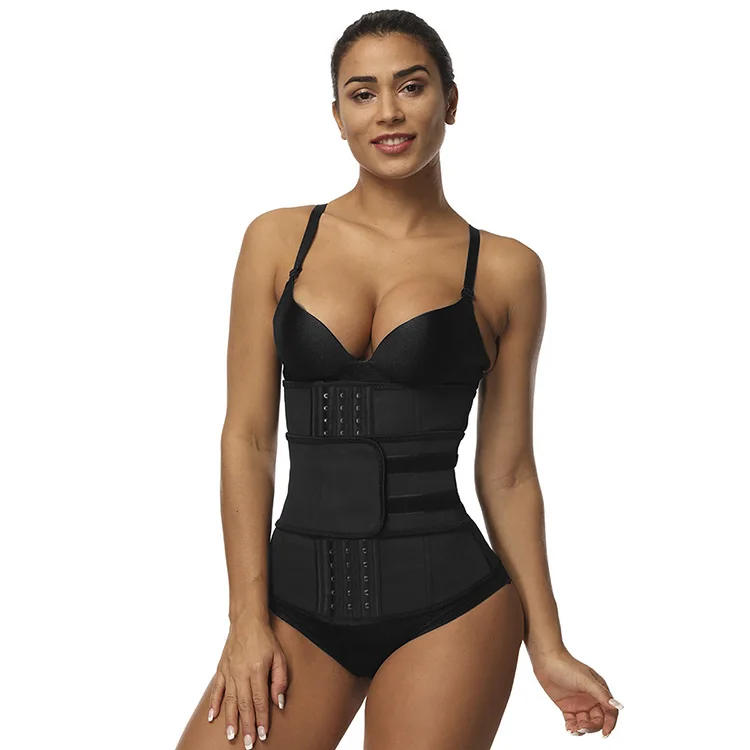 

Feelingirl Hot Sale High Quality Black 7 Steel Bone Adjustment Waist Cincher Shaper Woman, As shown