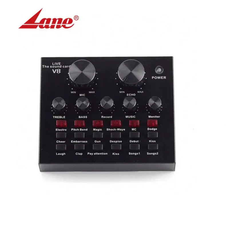 

Hot Selling Studio Recording Sound Card V8, Black