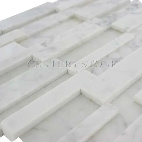 Illusion Great Wall 3d Brick Carrara White Marble Wall Mosaic Tile ...