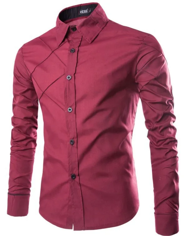 

Autumn New Fashion Men Slim Fit Shirt High Quality Casual Shirt, Black,red,whtie