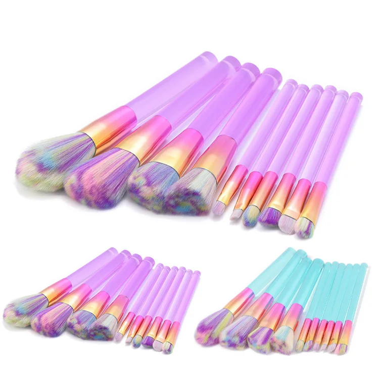 

Acrylic Crystal Handle Makeup Brush Glitter 10 PCS Per Set, 2 colors available