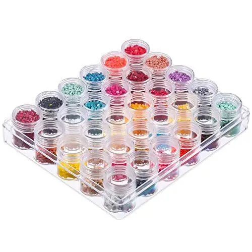 joyer/ía de arte de cuentas de costura pastillas de bricolaje organizador de accesorios azul Sumnacon 30 botellas de almacenamiento de pintura de diamante caja de almacenamiento para bordar