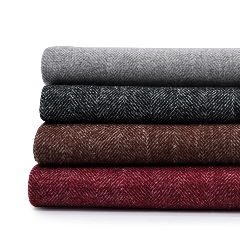 Di modo 20% lana 80% di fibra chimica a spina di pesce tweed tessuto per il vestito cappotto