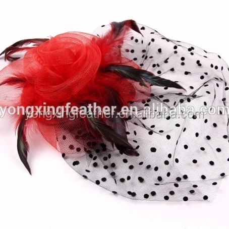cheap black and red feather fascinator for party
