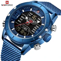 

NAVIFORCE 9153 Sports Analog Digital Watches Men Luxury Brand Stainless Steel Sports Men's Watches Digital Waterproof Man Watch