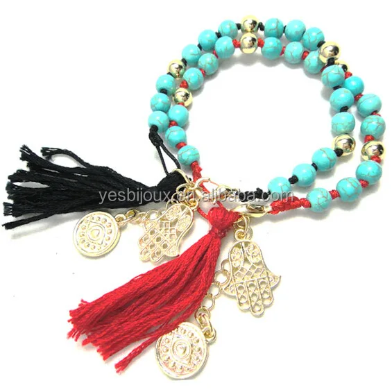 

turquoise macrame tassels purl jewelry brazilian bracelet