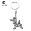 custom antique silver metal 2D fish bone bone keychain