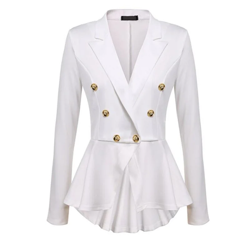 

8colors women autumn pure color button coat suit jacket blazer lady swallow tail coat
