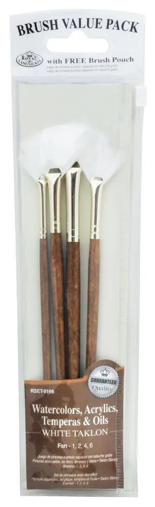ROYAL BRUSH Langnickel White Taklon Brush Set Value Pack, Fan