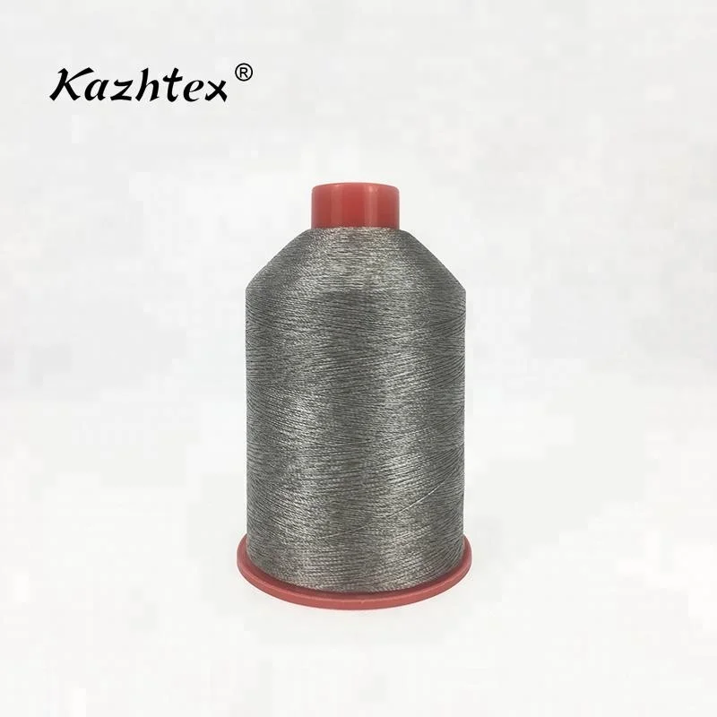 

Kazhtex anti static mixed polyester twisting silver thread
