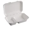 Biodegradable 3-com take away paper bio food container packaging clamshell bento lunch box