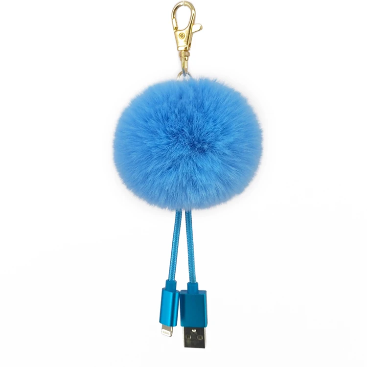 Yonze Usb Fluffy Puff Ball Bag Charm Fur Pompoms Fashion Fake Fur