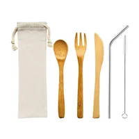

Wholesale Fast Delivery 304 Stainless Steel Straw and Naturel Bamboo Cutlery Travel Set