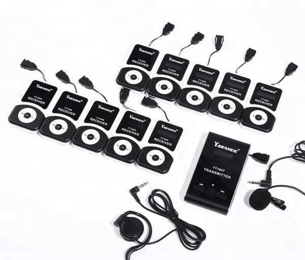 

portable audio guide whisper wireless tour guide system one set include 30 receivers + 2 transmitters, charger case, Black and silvery
