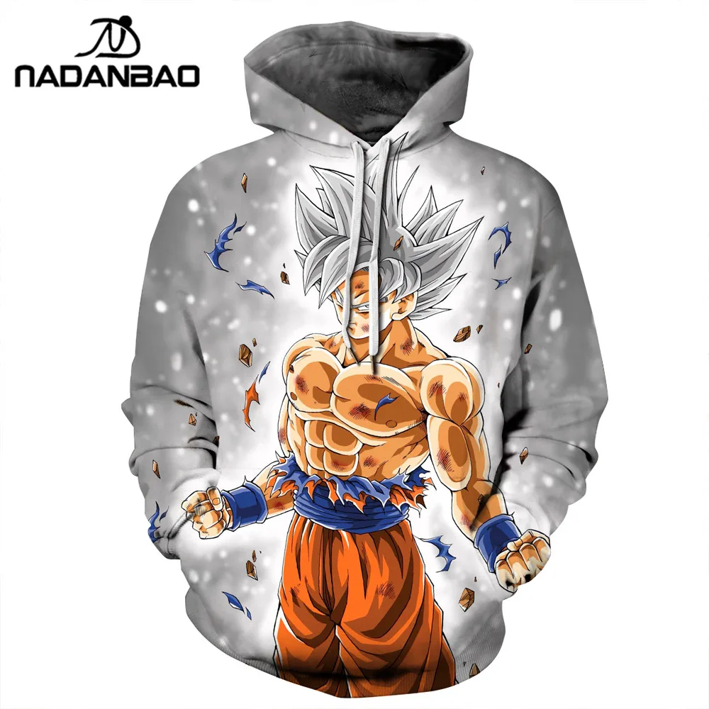 

NADANBAO Brandoem punk pullover hoodie for men animal wolf hoodie Dragon Ball printed hoodies Super Saiyan