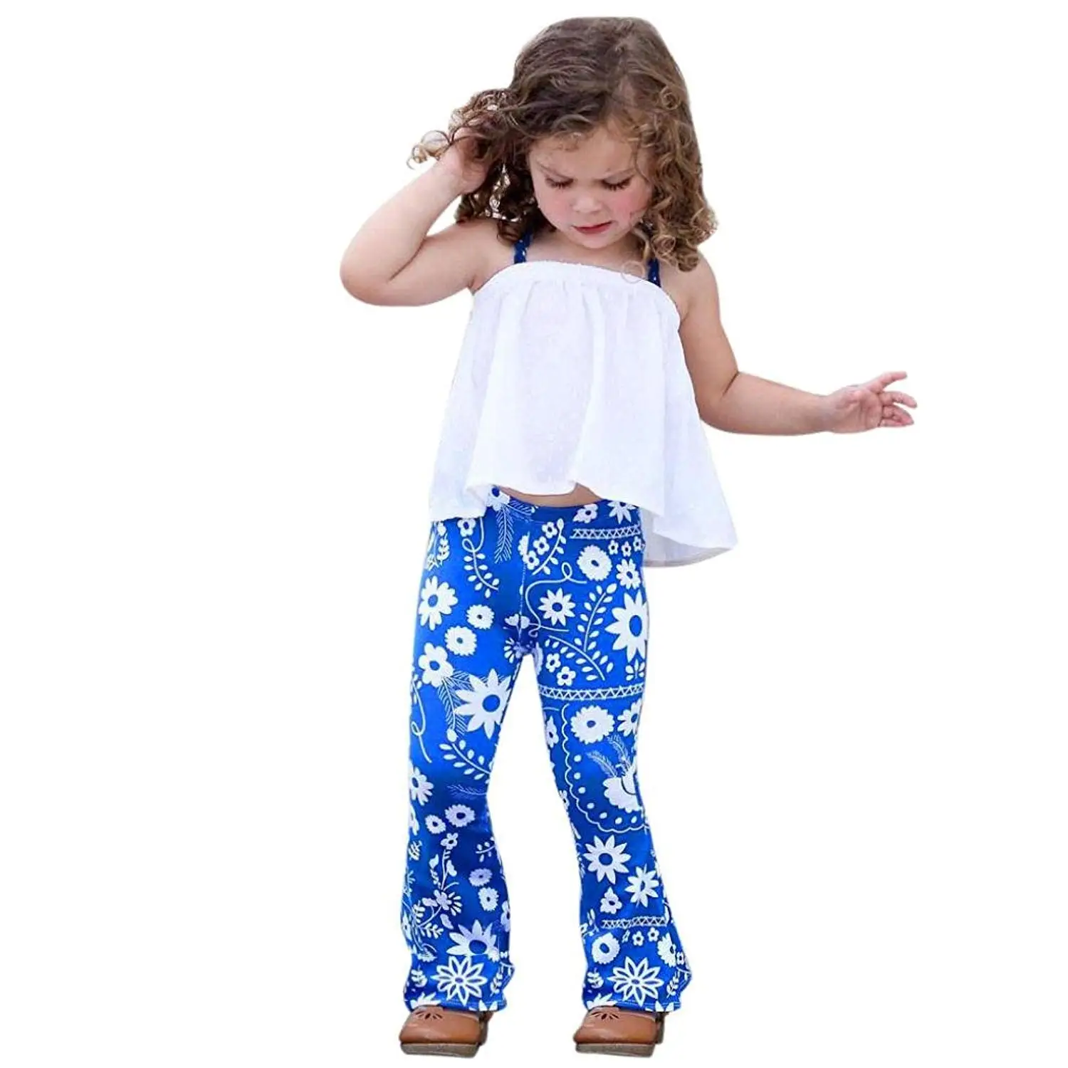 Pandapang Girls Pants Stretch Thin Ruffles Kids Lace Legging