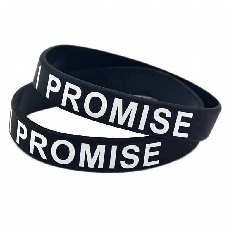 

50PCS Debossed I Promise Silicone Wristband Adult Size 9 Colors