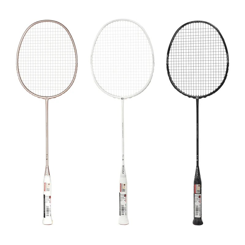 

WHIZZ TI-N max tension 32lbs full carbon nano fiber professional badminton racket, Black,white, rose gold