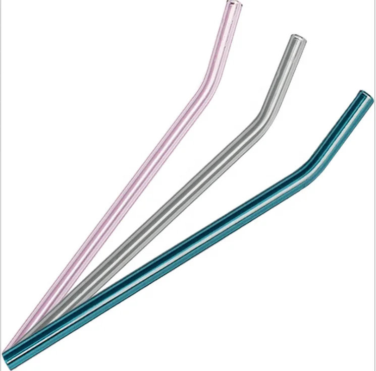 Customized Reusable High Borosilicate Purple Color Glass Straws 2023