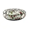 YangyangPet Chinese wind flower bird canvas printed round pillow cushion dog bed with zipper and lining