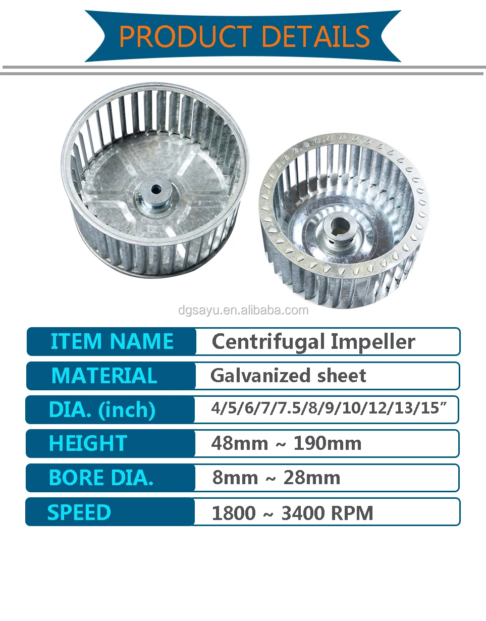 Curved Forward Curved Impeller, 190mm, 220V, 7.5inch, 45mm - detail 12